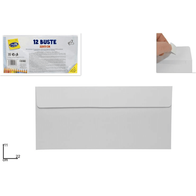 Φάκελος Χάρτινος Λευκός Σετ 12Τεμ 11x22cm Welkhome