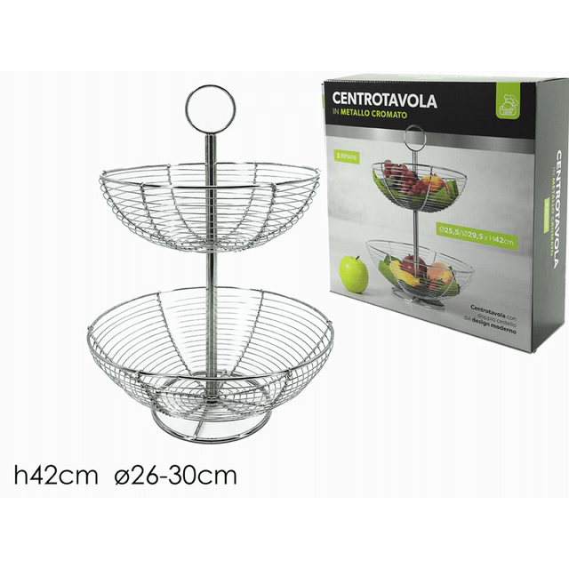 Φρουτιέρα Διπλή Μεταλλική h42cm x Φ26/30cm General Trade 727168