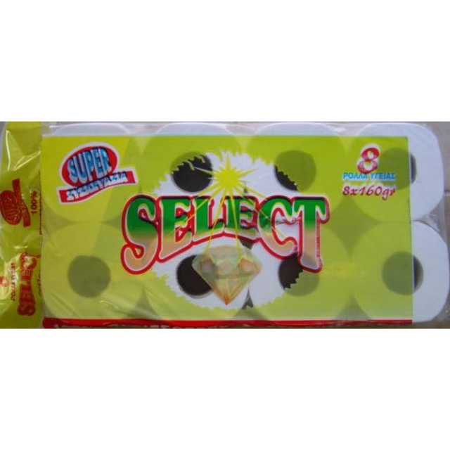 Select 8x160gr 2Φύλλο Χαρτί Υγείας Extra Λείο
