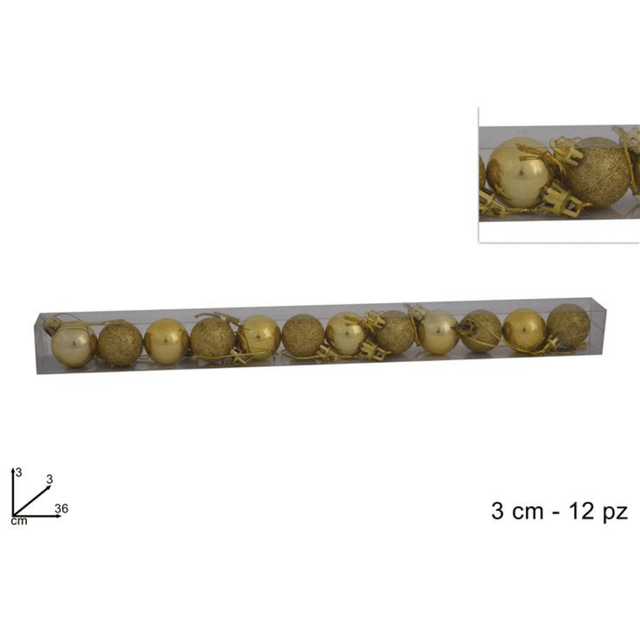 Μπάλα Χρυσή 3cm 12τμχ. Πλαστικές Χριστουγεννιάτικες Welkhome