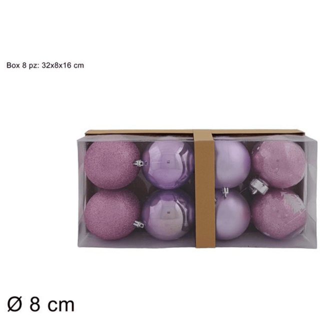 Μπάλα Ρόζ/Μώβ 8cm Σετ 8/τεμ Πλαστική Welkhome