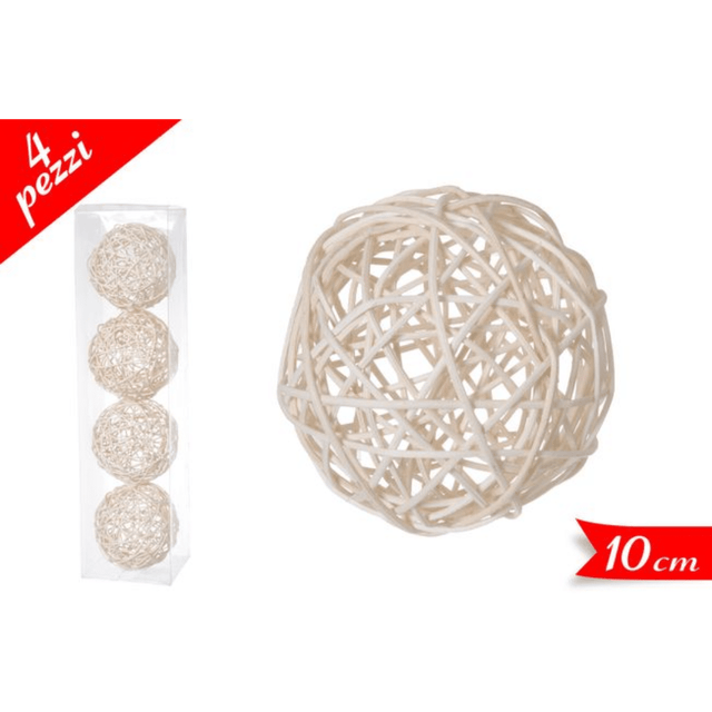 Μπάλα Μπέζ 10cm 4τμχ. με Ξύλινη Πλέξη Art.790128 Golden Hill
