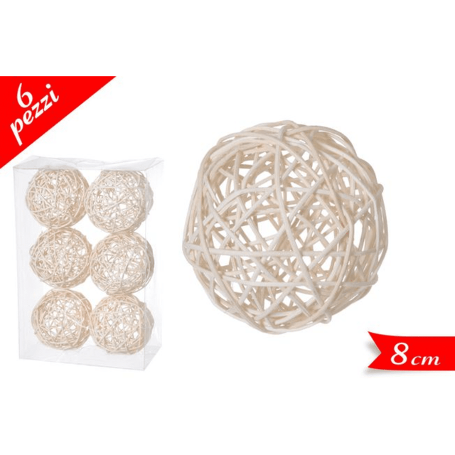 Μπάλα Μπέζ 8cm 6τμχ. με Ξύλινη Πλέξη Art.790128A Golden Hill