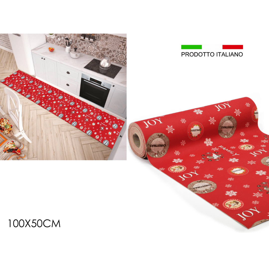 Χαλί Διάδρομος 100x50cm (Τρέχον Μέτρο) Χρώμα Κόκκινο Χριστουγεννιάτικο Vesti Casa