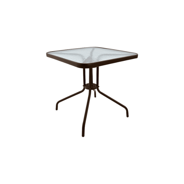 Τραπέζι Μεταλλικό 70x70x72cm Με Τζάμι Ασφαλείας Τετράγωνο Καφέ TAB-70x70BR Epam