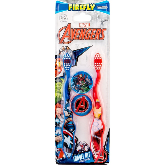 Παιδική Οδοντόβουρτσα 2τμχ Firefly Marvel Avengers Μπλε - Κόκκινο Soft
