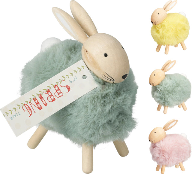 Κουνέλι Διακοσμητικό με Ξύλινα Πόδια 13cm σε 3 Χρώματα