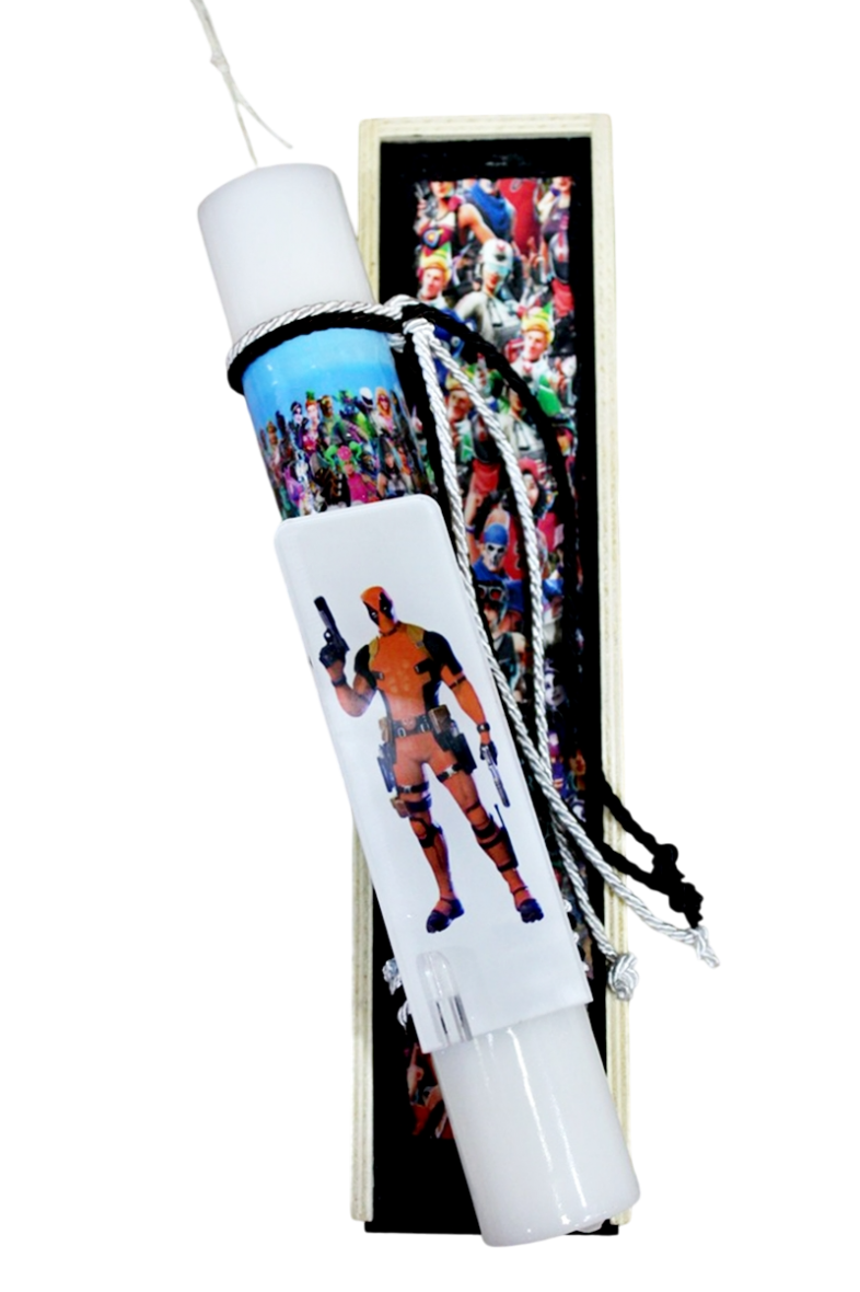 Λαμπάδα Πασχαλινή (Gerakis) fortnite Κόκκινος Plexiglass Σετ Με Ξύλινο Κουτί 28x7x5 cm 25Δ010 003707