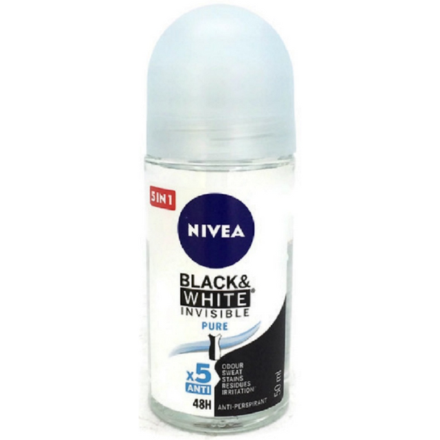 Nivea Roll-On 50ml Αποσμητικά σώματος Women Black & White Invisible Pure 48h Anti-perspirant & Anti-transpirant