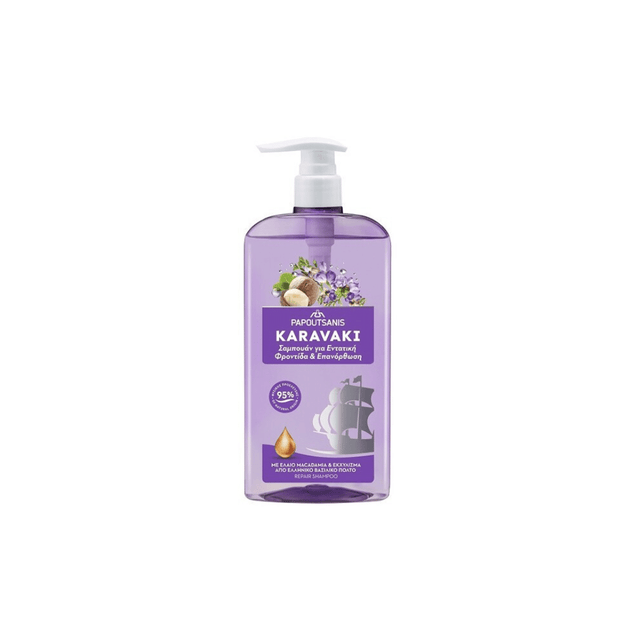 Papoutsanis Karavaki Σαμπουάν 600ml Αναδόμησης/Θρέψης για Όλους τους Τύπους Μαλλιών