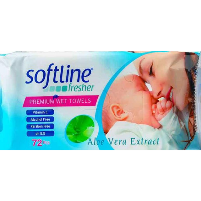 Μωρομάντηλα Softline 72τμχ. Aloe Vera