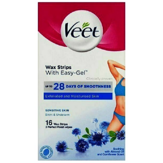 Veet Easy-Gel Body Sensitive Skin Bikini & Underarm 16τμχ Ταινίες Αποτρίχωσης