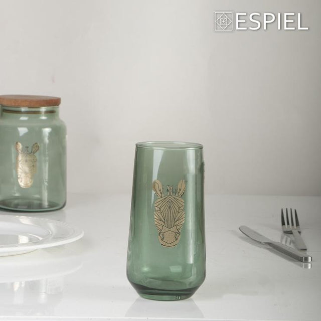 Dis. Jungle Zebra Σετ 6/τεμ Πράσινο Ποτήρι Νερού 470ml 7,8x14,8cm