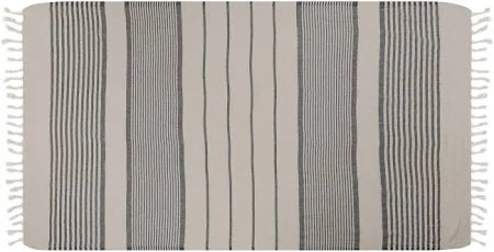 Πετσέτα Θαλάσσης Fouta Βαμβακερή Ριγέ Γκρί 90x180cm 340gr