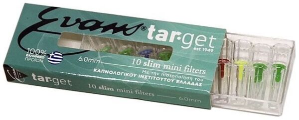 Evans Target Slim 6mm Πιπάκια Τσιγάρου 1TEM 10φιλτράκια..
