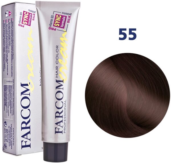 Farcom Hair Color Cream Βαφή Μαλλιών 60ml N55 Καστανό Κόκκινο.