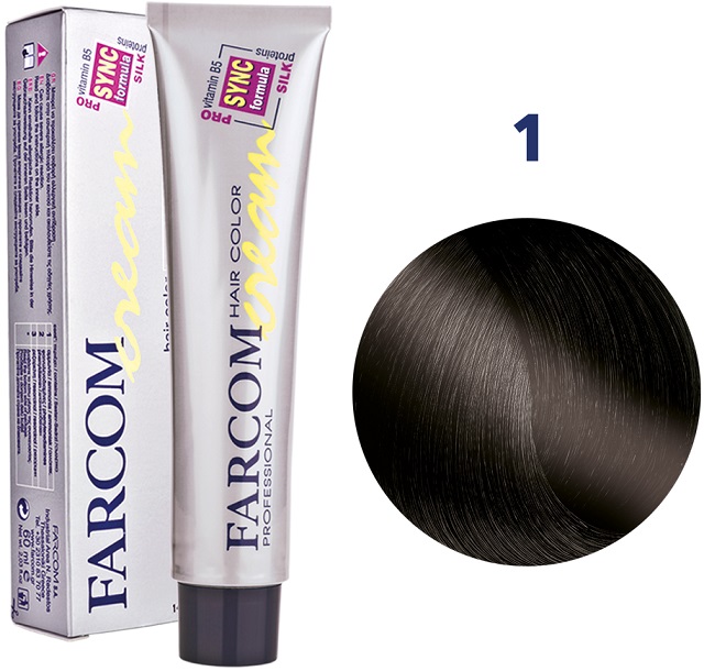 Farcom Hair Color Cream Βαφή Μαλλιών 60ml Ν1 Μαύρο.