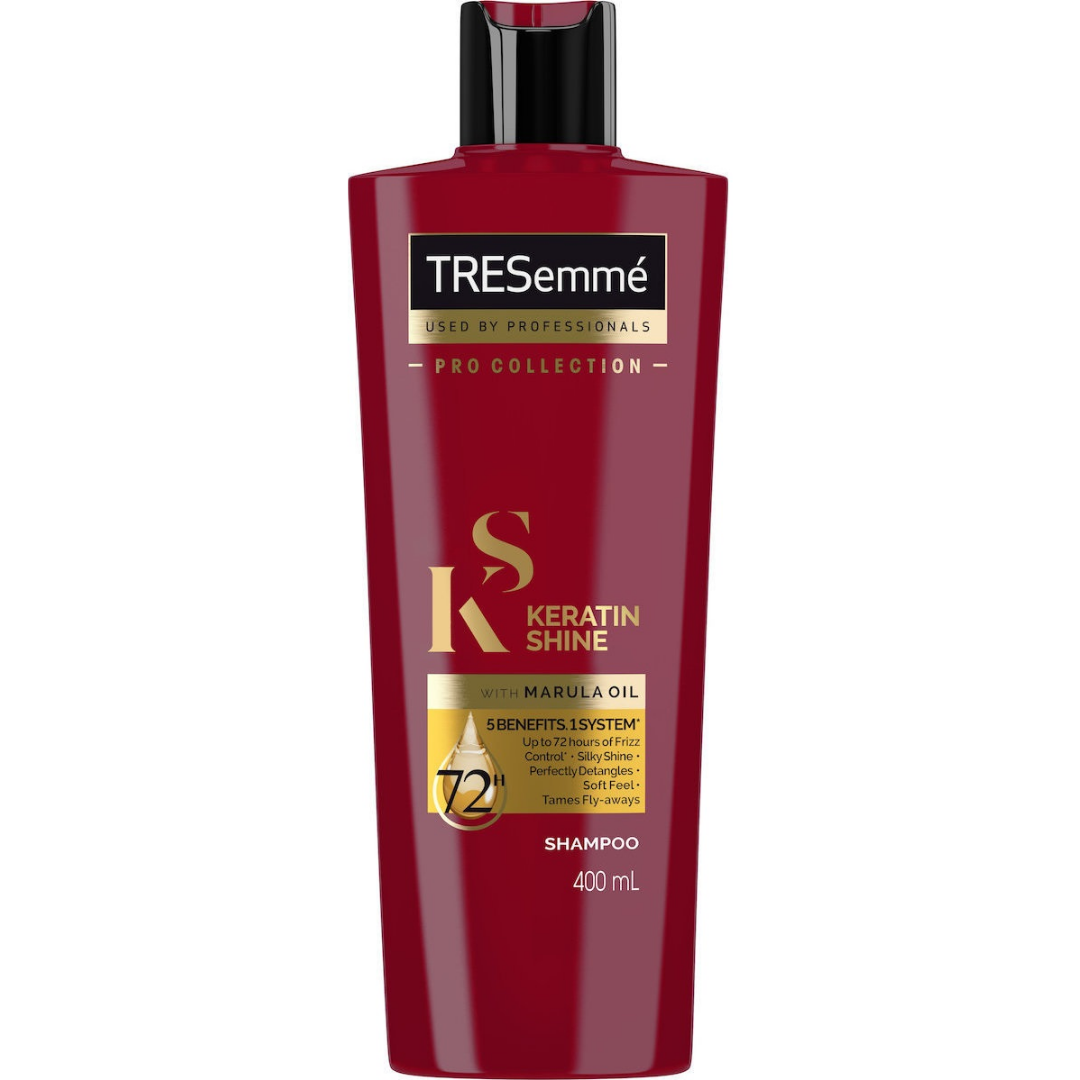 Tresemme Shampoo 400ml Pro Collection Keratin Shine with Marula Oil 72HR 5 Benefits 1 System