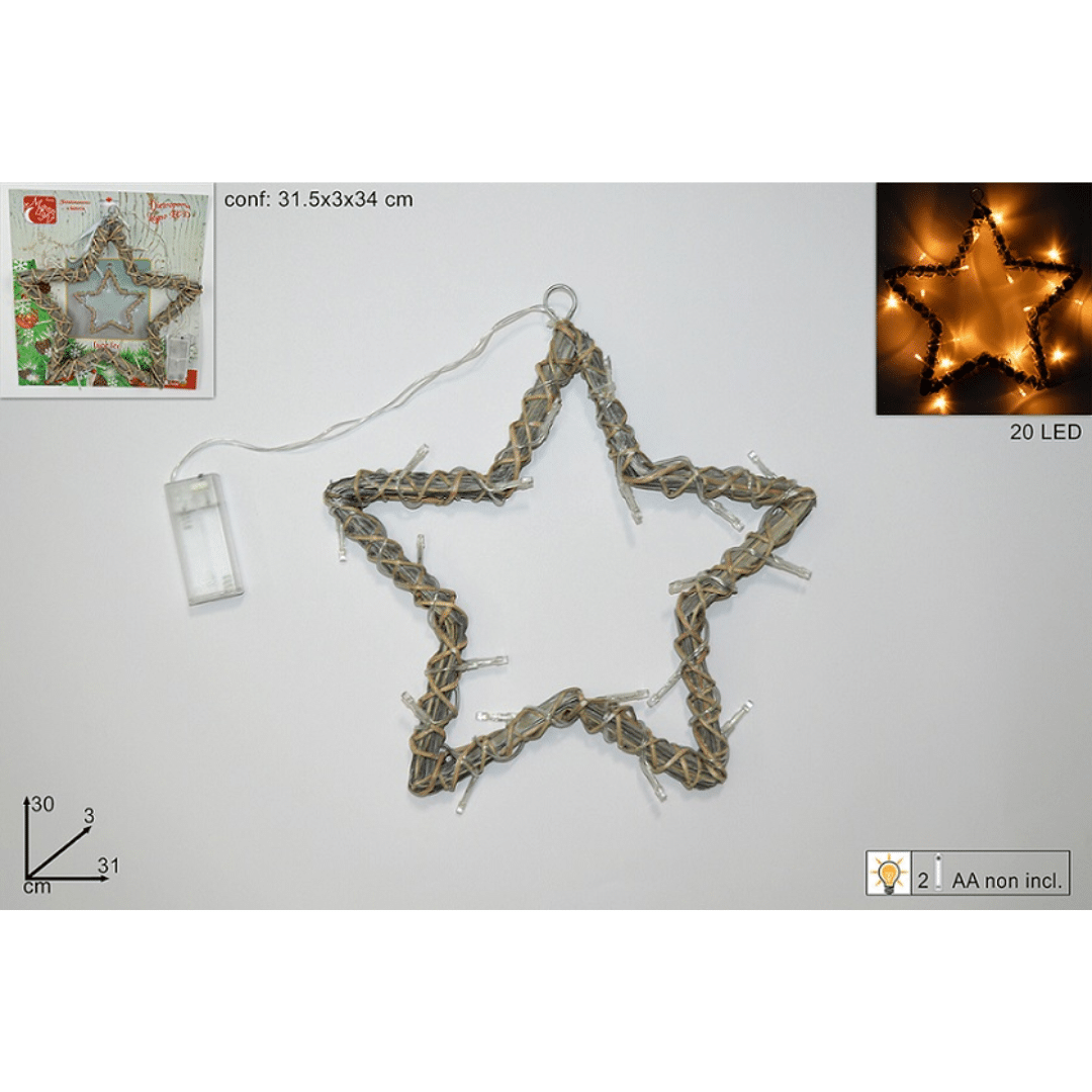 Αστέρι Κρεμαστό Διακοσμητικό Χριστουγεννιάτικο Φωτιζόμενο με Led 31x30x3cm Art.MI005370B Welkhome