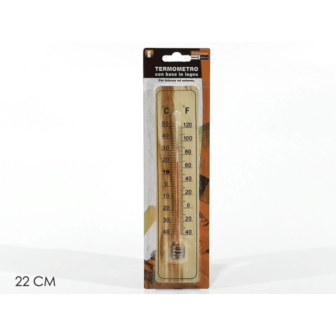 Θερμόμετρο Χώρου Ξύλινο 26cm E-2710 Sidirela