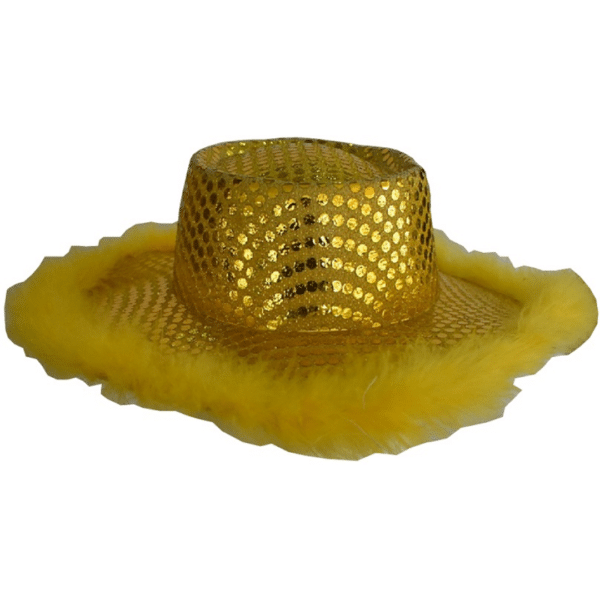 Καπέλα Αποκριάτικα Χρυσό Με Κίτρινη Γούνα 35cm H 14561 Epam