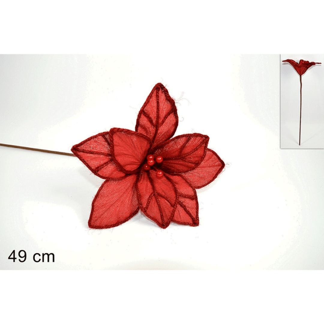 Λουλούδι Αλεξανδρινό Χριστουγεννιάτικο Χρώμα Κόκκινο 49x25x25cm Welkhome