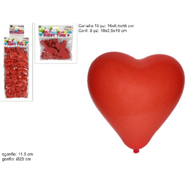 Μπαλόνι κόκκινη καρδιά 8τεμ. 25cm Welkhome