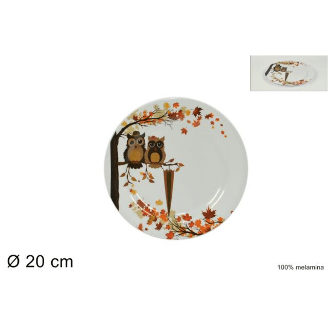 Πιάτο Μελαμίνης 20cm Σχέδιο Κουκουβάγιες Art.10080E Welkhome