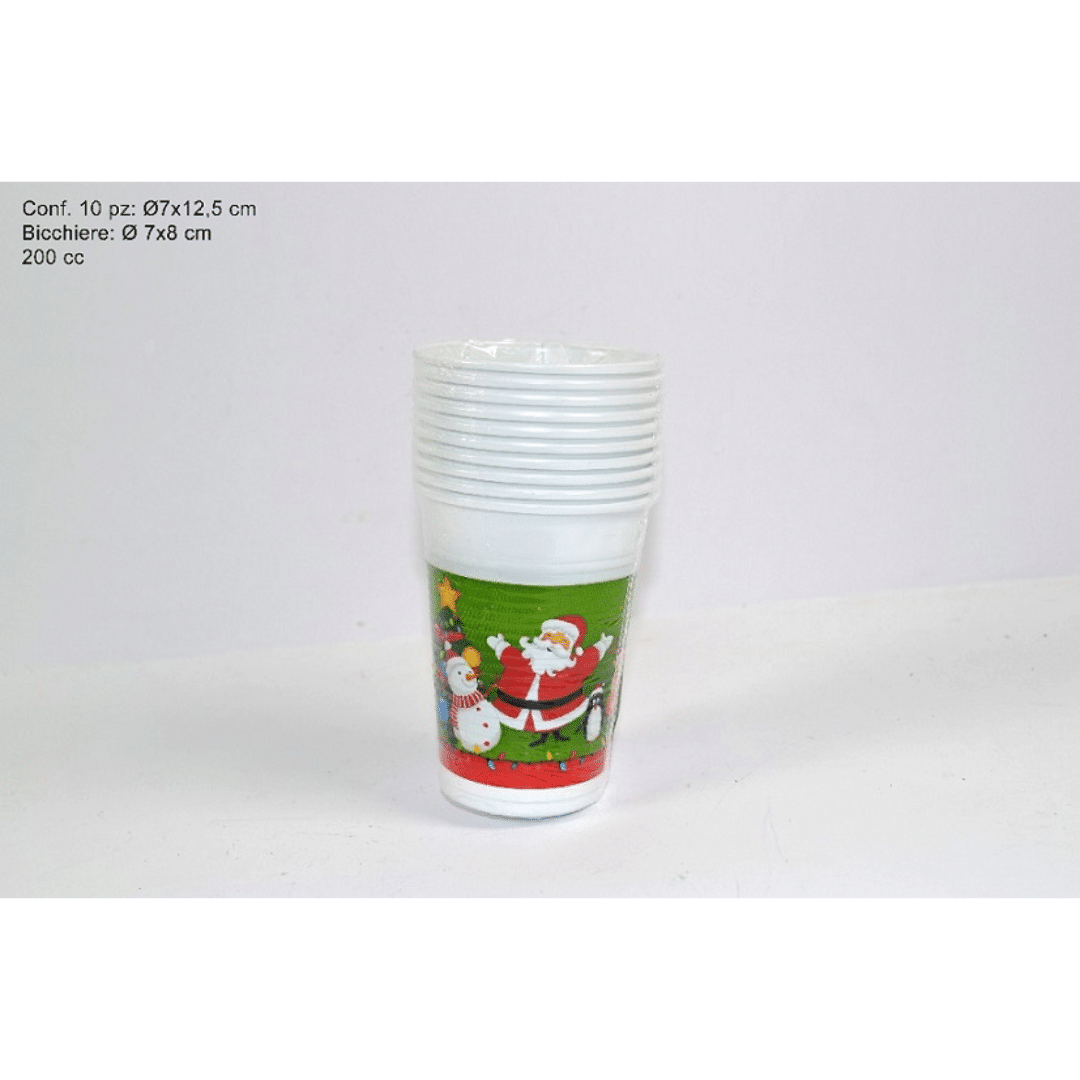 Ποτήρια Χριστουγεννιάτικα Πλαστικά Σετ 10Τεμ. 200cc Art.RO003076 Welkhome