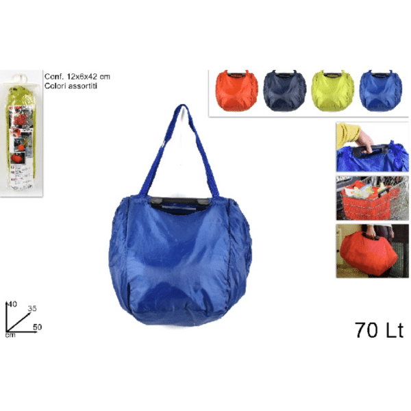 Τσάντα που Προσαρμόζεται σε Καρότσι Super Market 50X40X35cm 70lit Μπλέ ART.224 WELKHOME