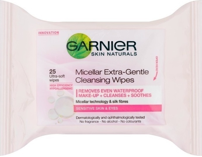 Garnier Micellar Extra Gentle Cleansing Wipes 25τμχ Υγρά Μαντηλάκια Ντεμακιγιάζ
