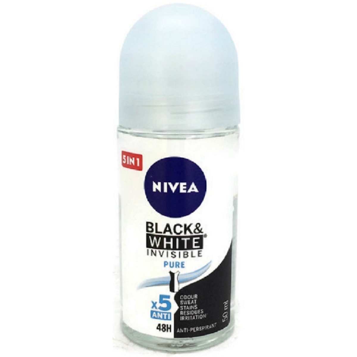 Nivea Roll On 50ml Black White Invisible Pure 48h Anti perspirant Anti transpirant.