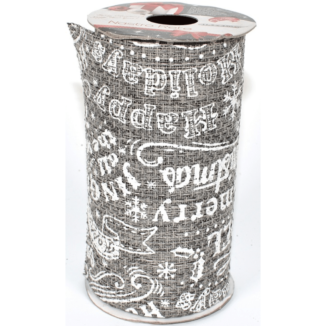 Κορδέλα Διακοσμητική Υφασμάτινη Γκρί με Γράμματα 11.3x270cm welkhome