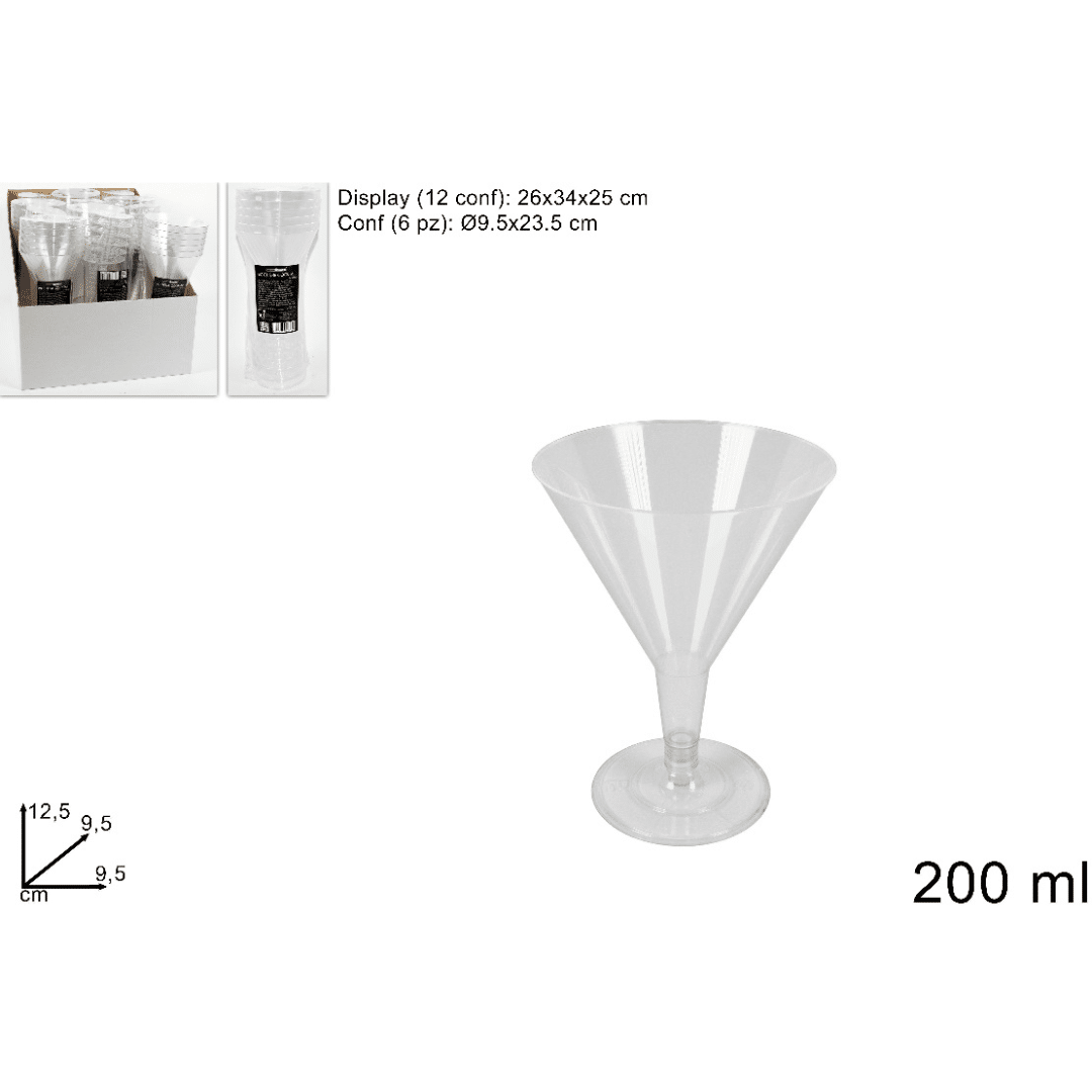 Ποτήρια Πλαστικά 200ml Σαμπάνιας 12,5Χ9,5cm Σετ 6Τεμ Διάφανο Welkhome