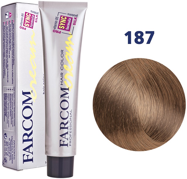 Farcom Hair Color Cream Βαφή Μαλλιών 60ml N187 Ξανθό Ανοιχτό της Άμμου