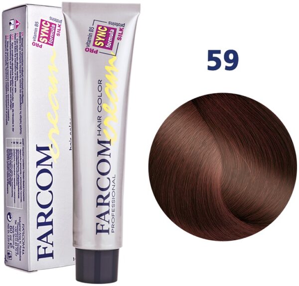 Farcom Hair Color Cream Βαφή Μαλλιών 60ml N59 Καστανό Ανοιχτό Κόκκινο Χάλκινο Χρυσαφί