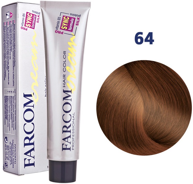 Farcom Hair Color Cream Βαφή Μαλλιών 60ml N64 Ξανθό Χάλκινο