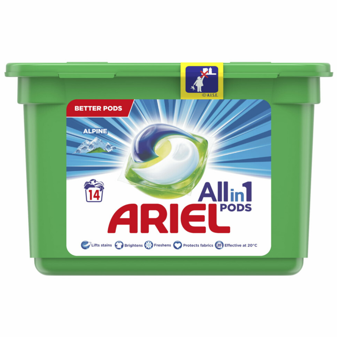 Ariel All In One Pods Απορρυπαντικό Κάψουλες Apline 14τεμ Πλυντηρίου Ρούχων