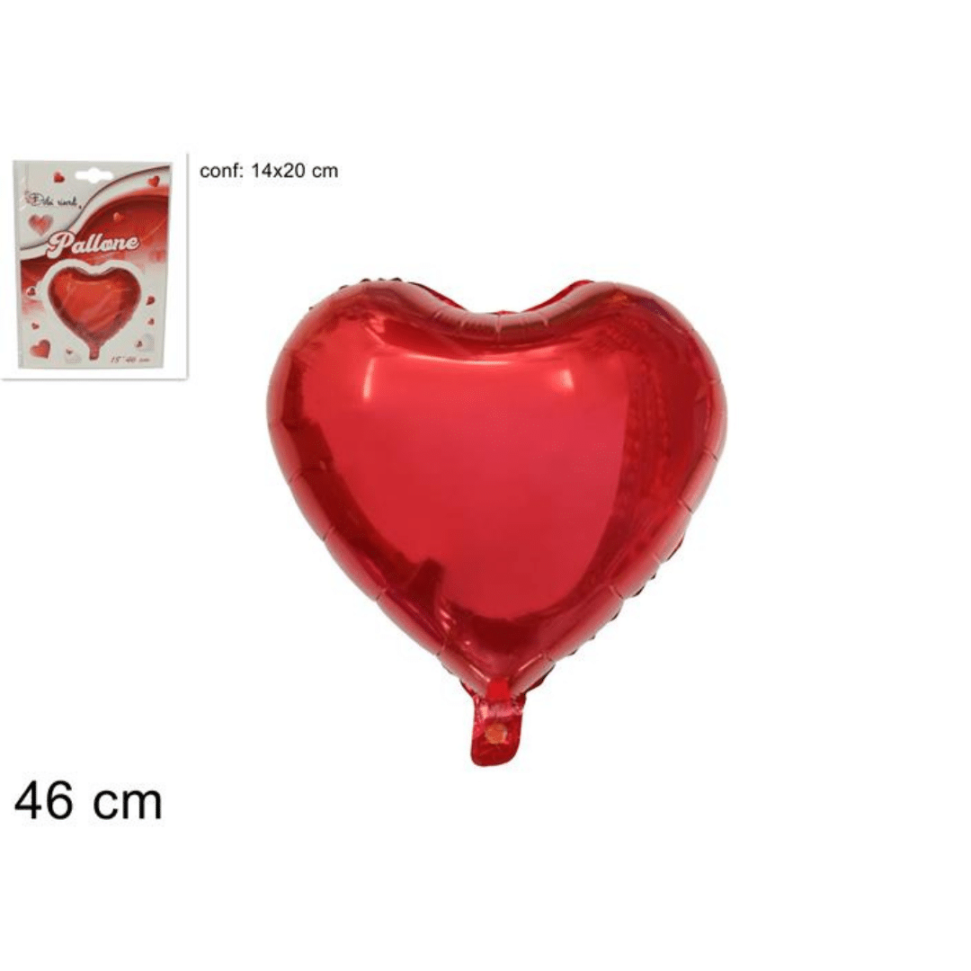 Μπαλόνι Κόκκινη Καρδιά Μεταλλιζέ 46cm Welkhome