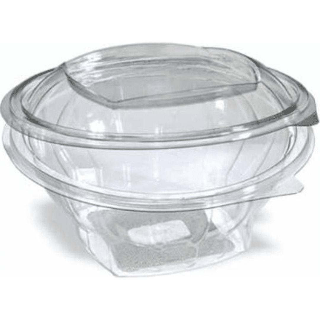 Pet Σκεύος Στρόγγυλο Τροφίμων 1000ml Πλαστικό Διάφανο 1τμχ με Ενσωματωμένο Καπάκι FT 719 Lux Plast