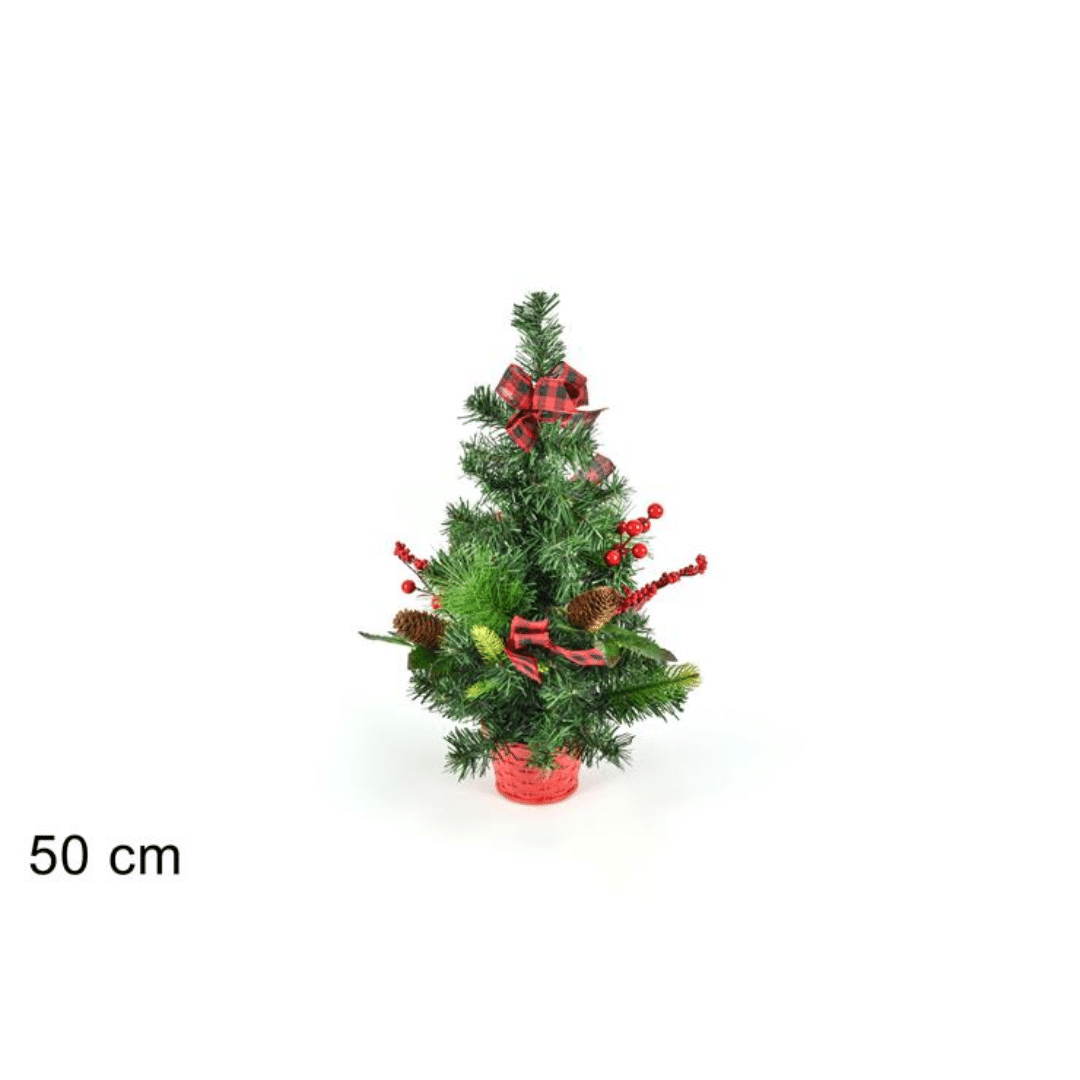 Χριστουγεννιάτικο Επιτραπέζιο Πράσινο με Κόκκινα Γκι 50cm Welkhome