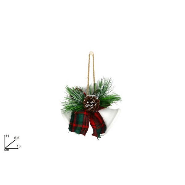 Καμπανάκι Χριστουγεννιάτικο Κρεμαστό Στολίδι Μεταλλικό 6.5cm Χρώμα Λευκό Welkhome