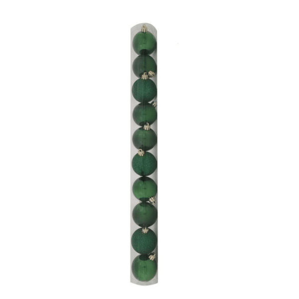 Χριστουγεννιάτικη Πράσινη 6cm 10τεμ. Πλαστική 3 σχέδια Welkhome