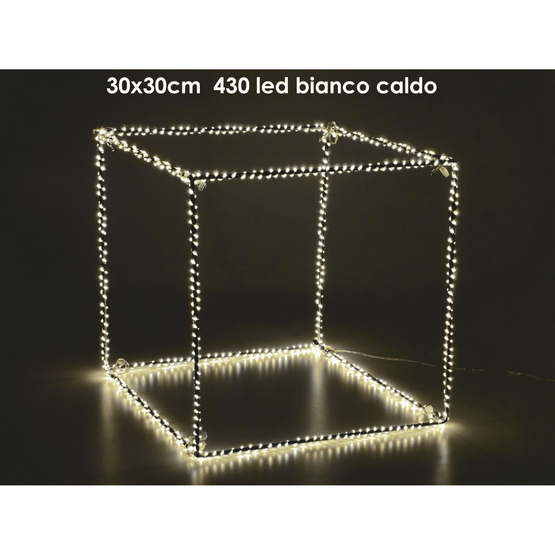 430Led Χριστουγεννιάτικο Φωτιζόμενο Σχήμα Κύβος 30x30cm Θερμό Λευκό Φώς Vesti Casa