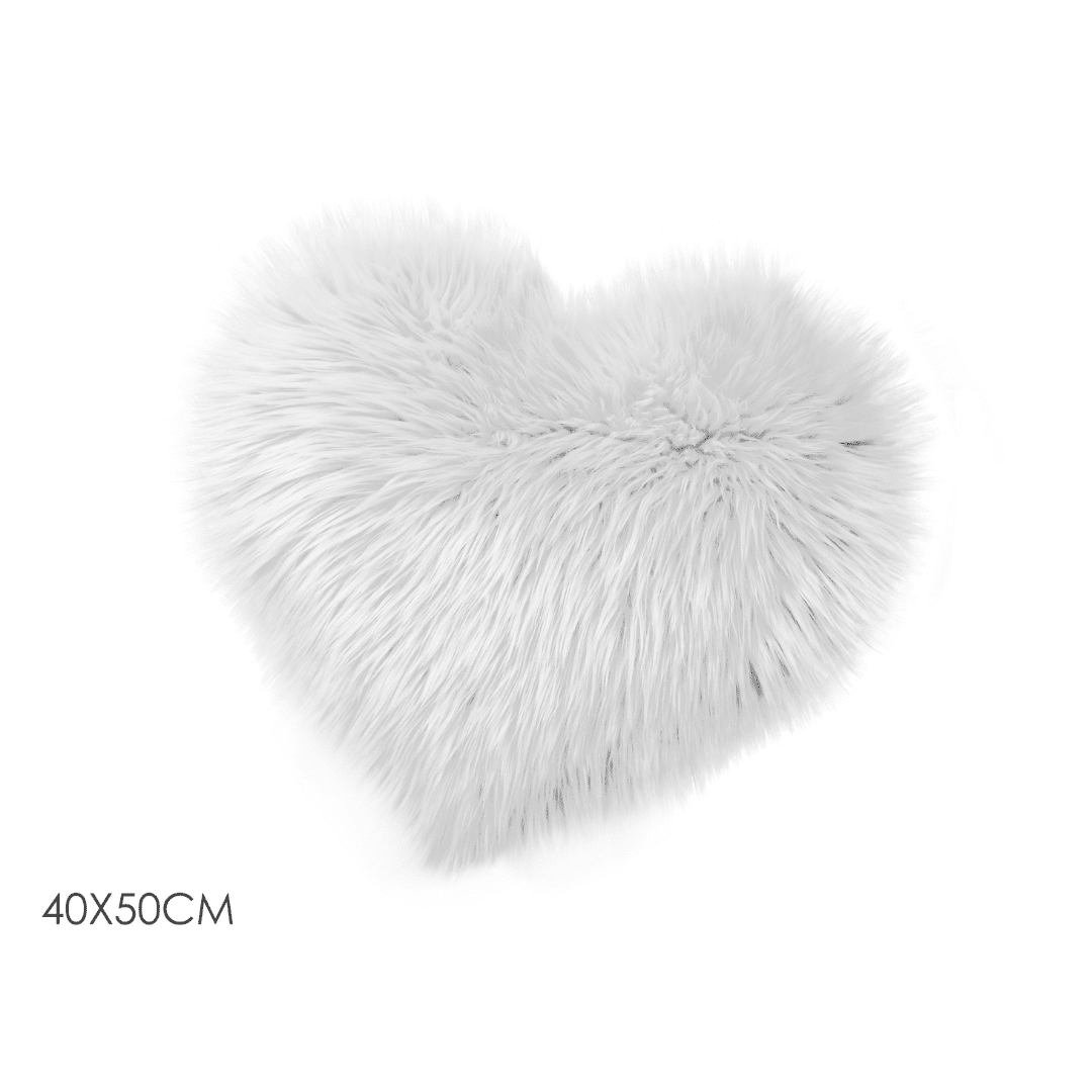 Γούνινο Μαξιλάρι σε Σχήμα Καρδιά Λευκό 40x50cm Vesti Casa