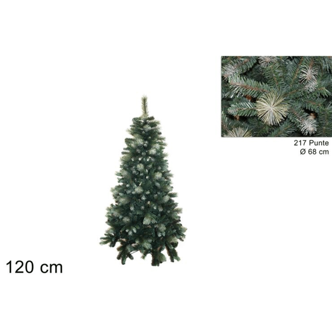 Δέντρο Χριστουγεννιάτικο Πράσινο Χιονισμένο 120cm Φ68 217 Κλαδιά Welkhome