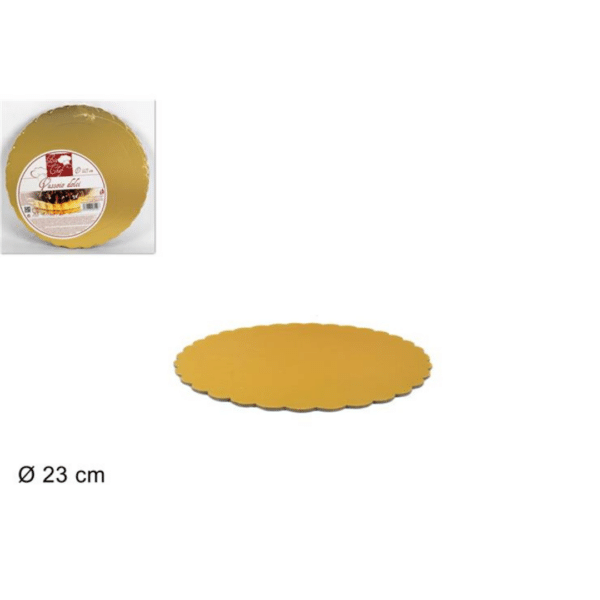 Δίσκος βάση τούρτας Χάρτινη Στρογγυλή Χρυσή 23cm Πακ 6τμχ Welkhome 1