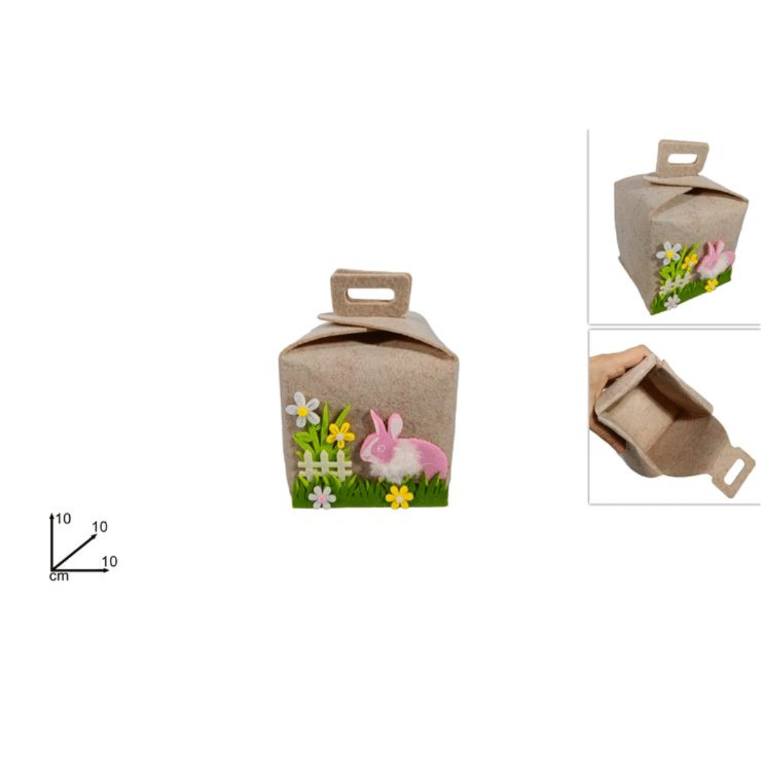 Πασχαλινό Διακοσμητικό Κουτί Τσόχινο Φράχτης με Λουλούδια 10cm Welkhome