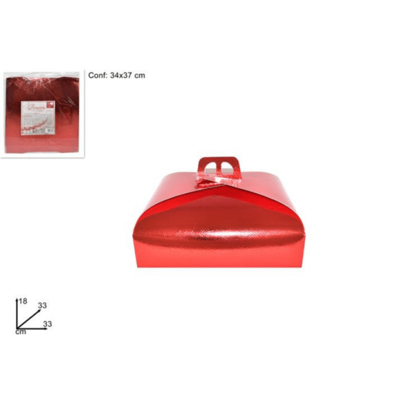 Τουρτιέρα Χάρτινο Κουτί Μεταφοράς Κόκκινο 33x33x18cm Welkhome 1