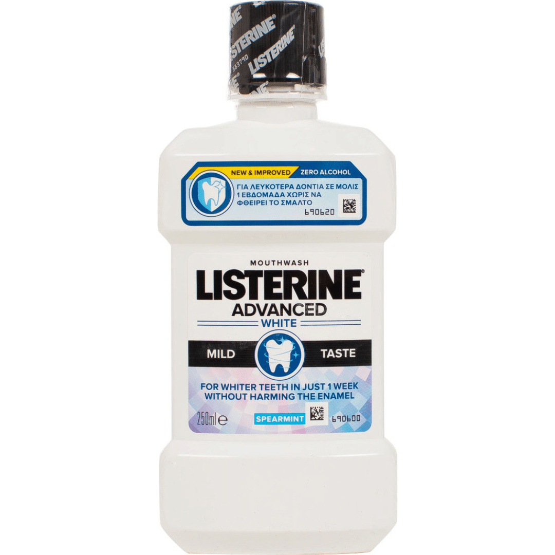 Listerine Advanced White Mild Taste 250ml Στοματικό Διάλυμα για Λεύκανση